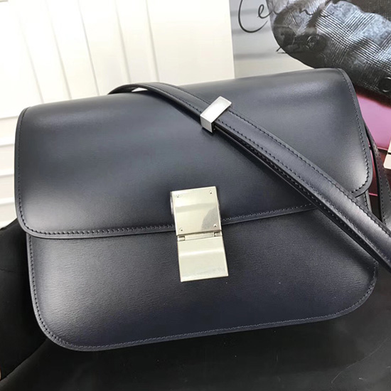 Celine Medium Classic Bag in Box Calfskin Dark Blue CL30034