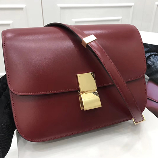 Celine Medium Classic Bag in Box Calfskin Red CL30034