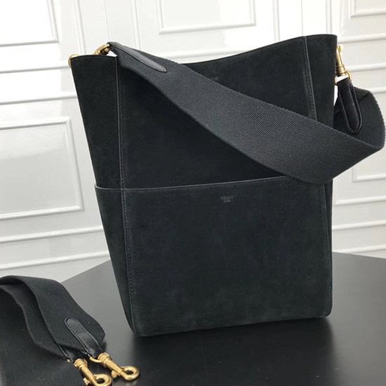 Celine Sangle Bucket Bag in Calfskin Black CL30037