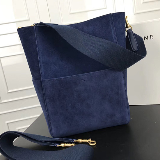 Celine Sangle Bucket Bag in Calfskin Blue CL30037