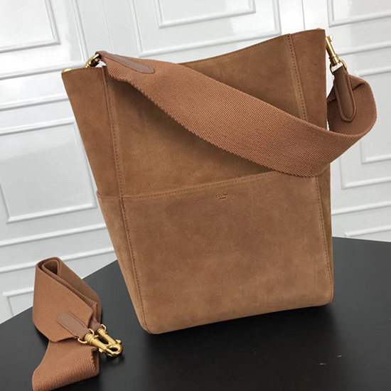 Celine Sangle Bucket Bag in Calfskin Brown CL30037