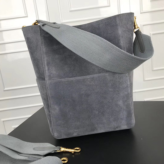 Celine Sangle Bucket Bag in Calfskin Grey CL30037
