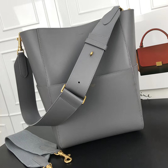 Celine Sangle Bucket Bag in Smooth Calfskin Grey CL30036