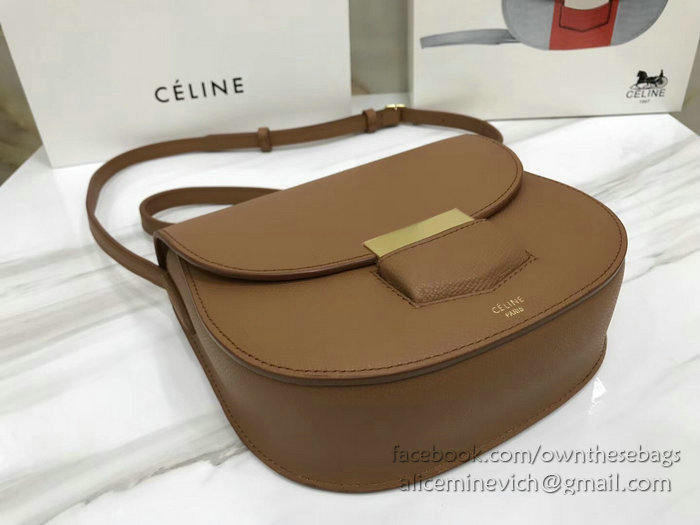 Celine Small Trotteur Bag in Grained Calfskin Brown CL30038
