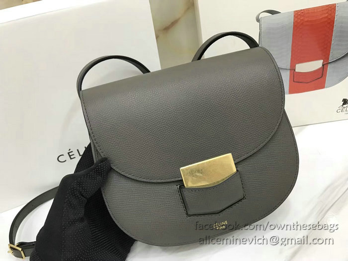 Celine Small Trotteur Bag in Grained Calfskin Grey CL30038