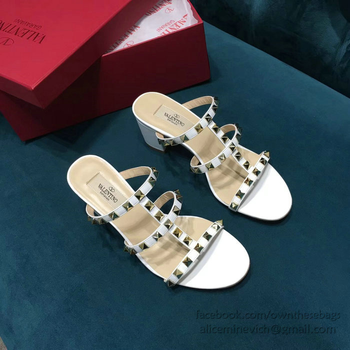 Valentino Garavani Rockstud Calfskin Leather Sandal White V18601