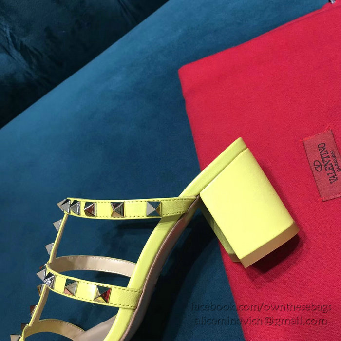 Valentino Garavani Rockstud Calfskin Leather Sandal Yellow V18601