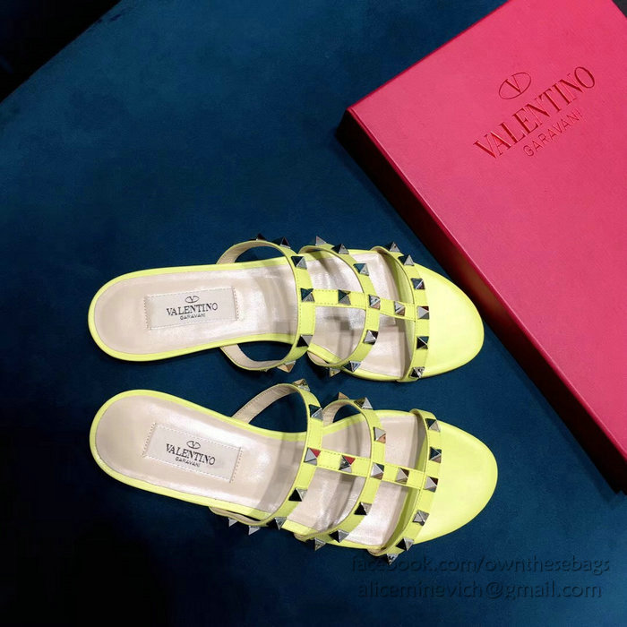 Valentino Garavani Rockstud Flat Sandal Yellow V18602