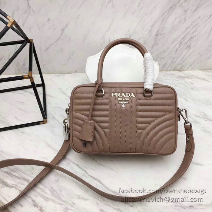 Prada Diagramme Leather Handbag Pink 1BB113