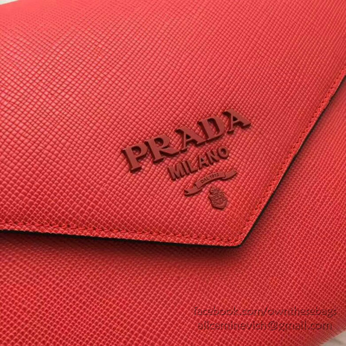 Prada Monochrome Saffiano Leather Bag Red 1BA126