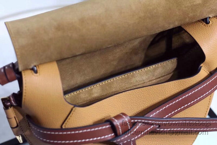 Loewe Gate Colorblock Shoulder Bag in Soft Calf Leather Brown 83091