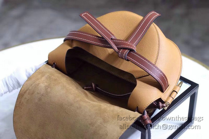 Loewe Gate Colorblock Shoulder Bag in Soft Calf Leather Brown 83091