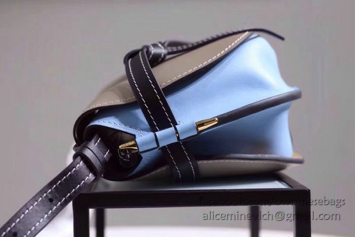 Loewe Gate Colorblock Shoulder Bag in Soft Calf Leather Grey 83091