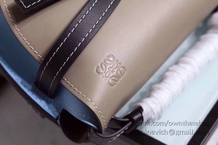 Loewe Gate Colorblock Shoulder Bag in Soft Calf Leather Grey 83091