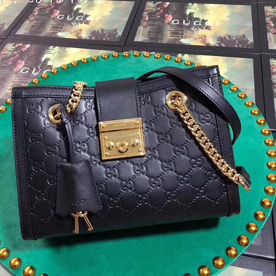 Gucci GG Guccissima Leather Shoulder Bag Black 498156