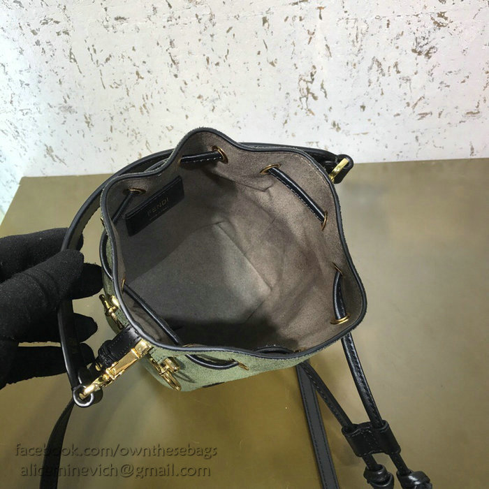Fendi Calfskin Small Mon Tresor Bucket Bag Green F80101