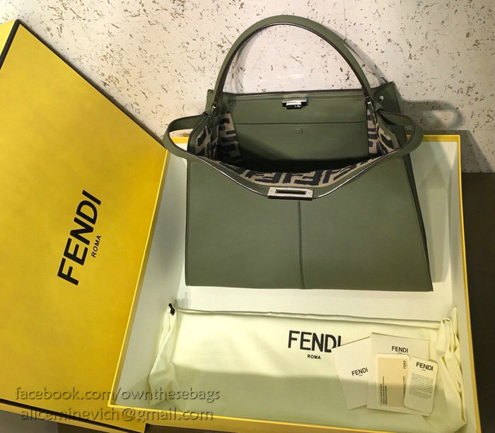 Fendi Soft Calfskin Peekaboo X-LITE Bag Green F83042