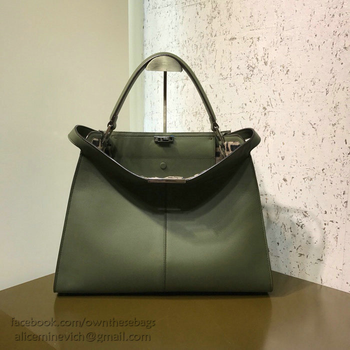 Fendi Soft Calfskin Peekaboo X-LITE Bag Green F83042