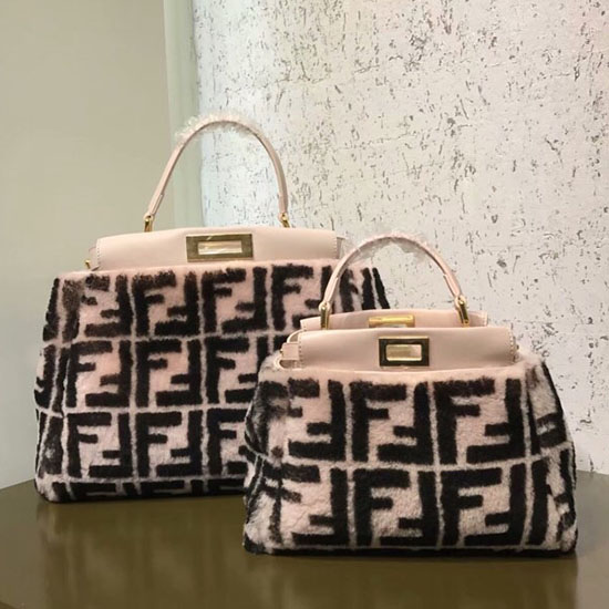 Fendi Wool Peekaboo Bag Pink F880251