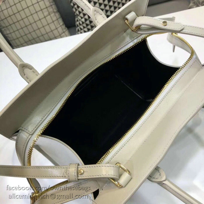 Saint Laurent Small Uptown Tote in White Shiny Smooth Leather 561203