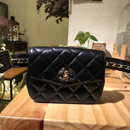 Chanel Lambskin Belt Bag Black A14031