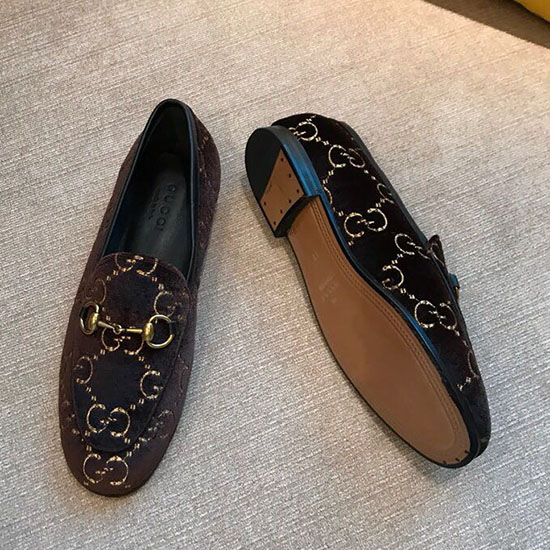 Gucci Jordaan GG Velvet Loafer Brown 431467