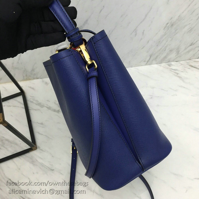Prada Saffiano Leather Double Medium Bag Blue 1BA212