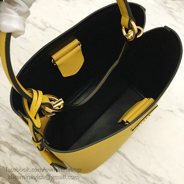 Prada Saffiano Leather Double Medium Bag Yellow 1BA212