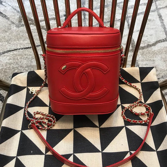 Chanel Lambskin Vanity Case Red A29301