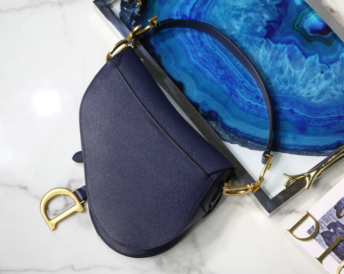 Dior Grained Calfskin Saddle Bag Dark Blue M9001