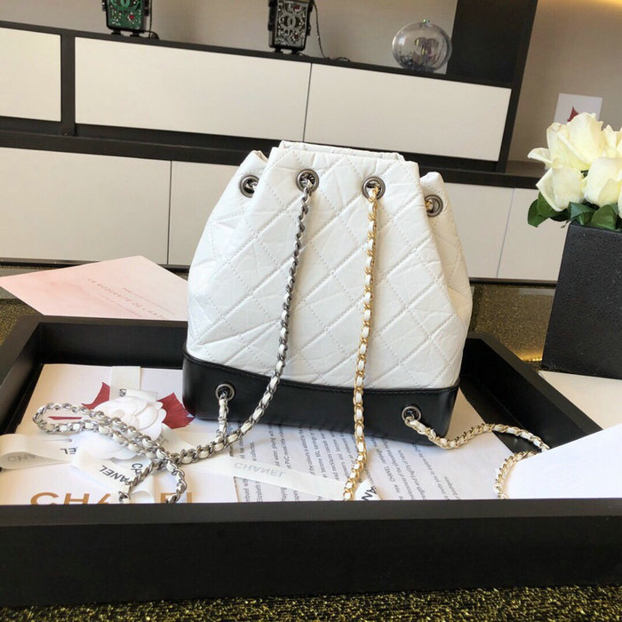Chanel Aged Calfskin Gabrielle Backpack White A94502