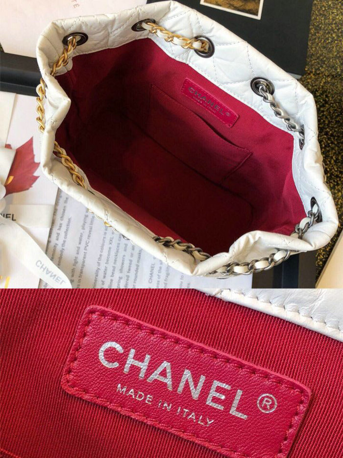 Chanel Aged Calfskin Gabrielle Backpack White A94502
