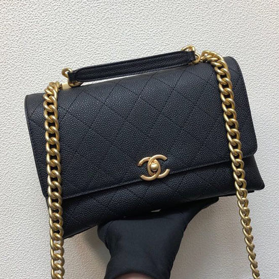 Chanel Grained Calfskin Flap Bag Black AS0305