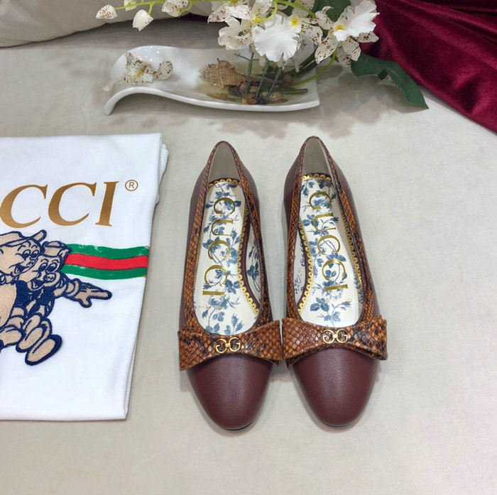 Gucci Leather ballet flat with Web bow 512464C