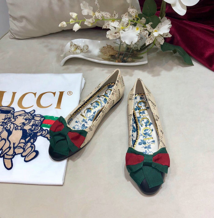 Gucci Leather ballet flat with Web bow 512464D