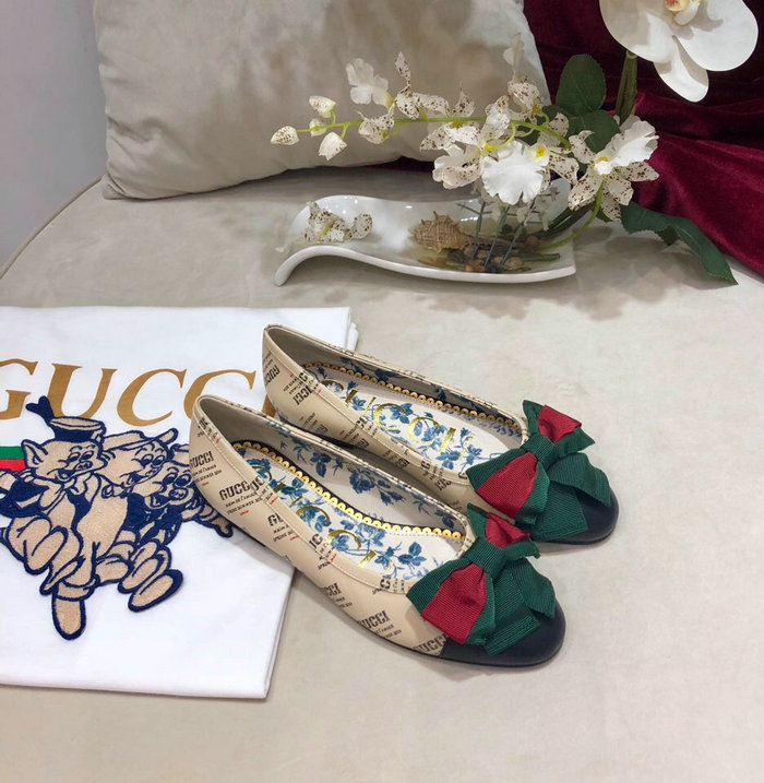 Gucci Leather ballet flat with Web bow 512464D