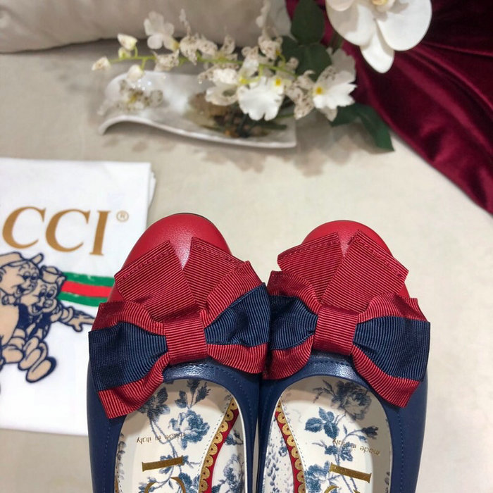 Gucci Leather ballet flat with Web bow 512464E