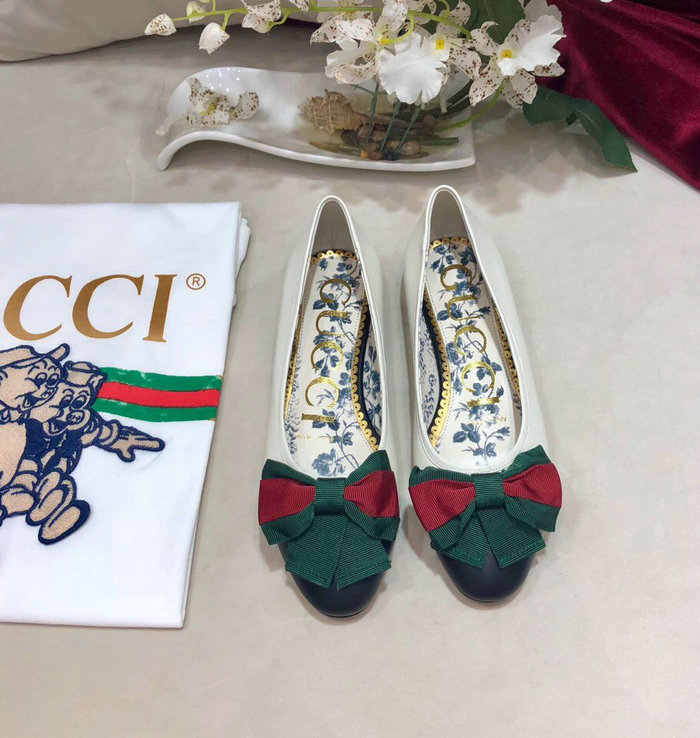 Gucci Leather ballet flat with Web bow 512464F