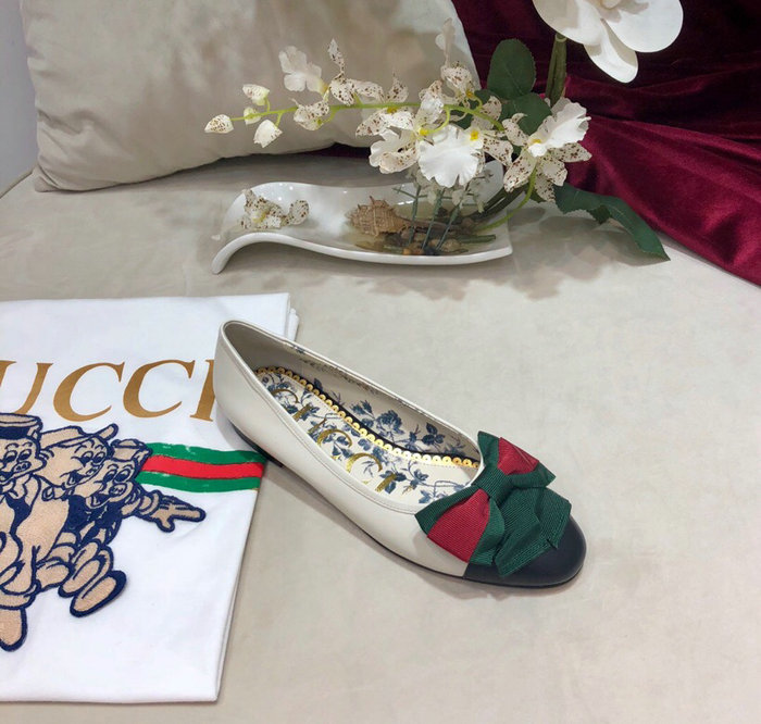 Gucci Leather ballet flat with Web bow 512464F