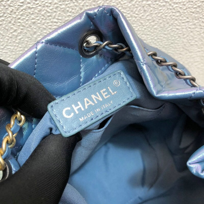 Chanel Aged Calfskin Gabrielle Backpack Shiny Blue A51201