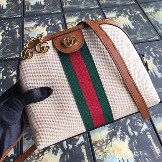 Gucci Ophidia Vintage Canvas Small Shoulder Bag Beige 499621