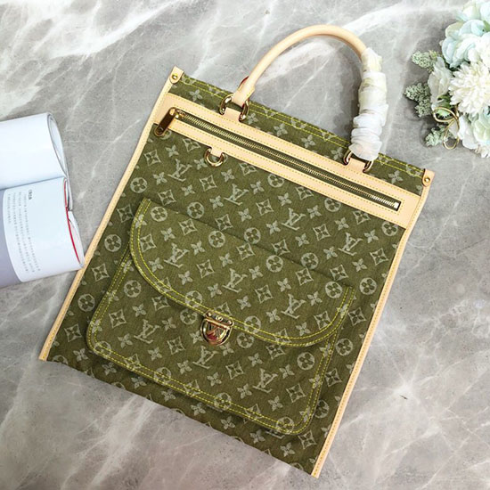 Louis Vuitton Monogram Denim Tote Bag Green M95018