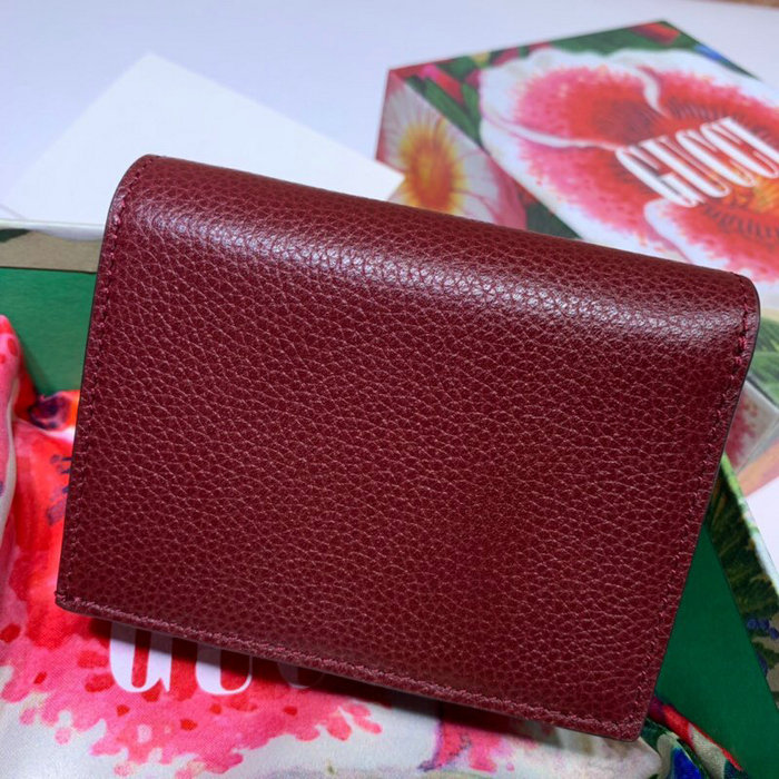 Gucci Zumi Grainy Leather Card Case Wallet Burgundy 570660