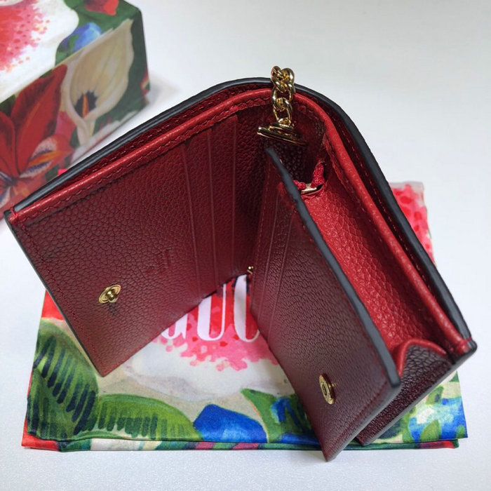 Gucci Zumi Grainy Leather Card Case Wallet Red 570660