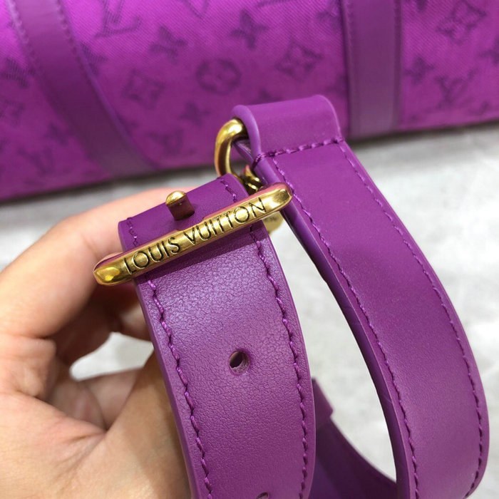 Louis Vuitton Monogram Denim Keepall Bandouliere 50 Purple M44645