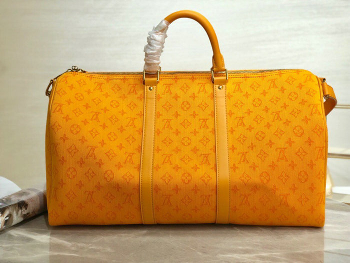 Louis Vuitton Monogram Denim Keepall Bandouliere 50 Yellow M44645