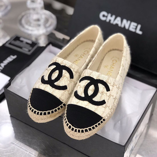 Chanel Tweed Espadrilles White C18061