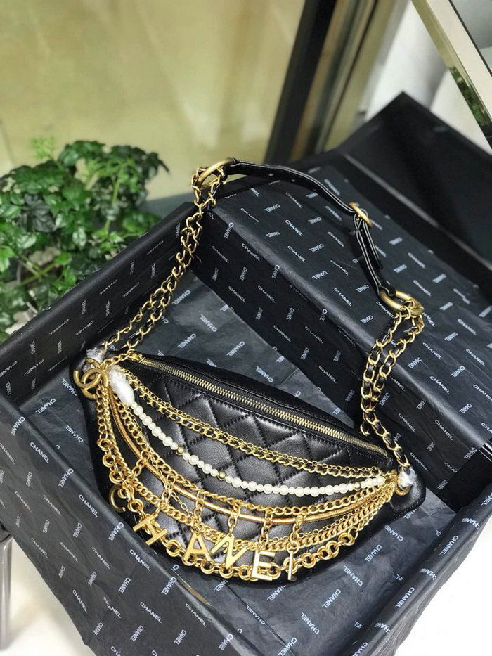 Chanel Lambskin Waist Bag Black AS0775