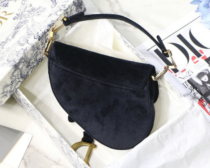 Dior Velvet Saddle Bag Black D07231