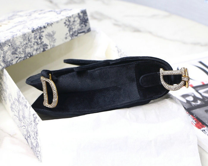 Dior Velvet Saddle Bag Black D07231